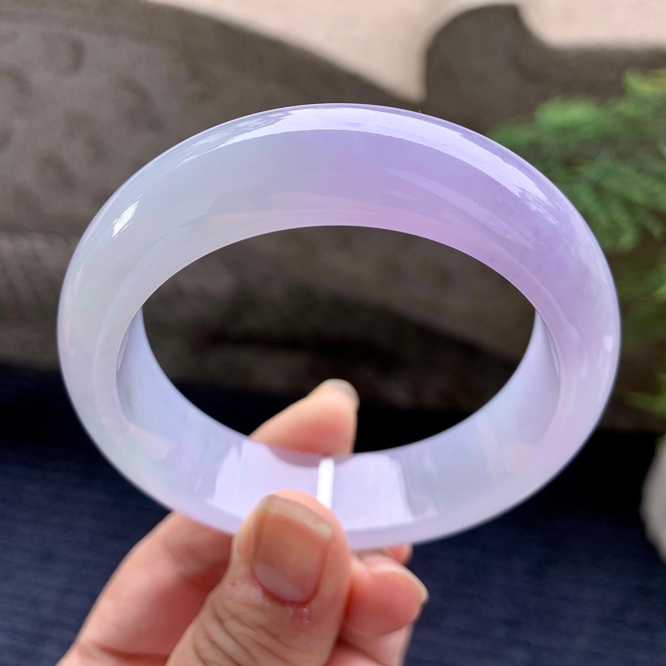 糯冰种紫罗兰宽版轮胎手镯（58.2mm）（yc253805）