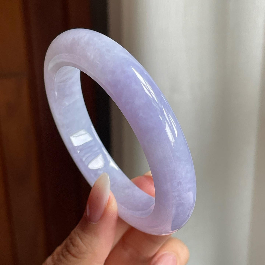 糯冰种紫罗兰翡翠平安镯（57mm）（yc204373）