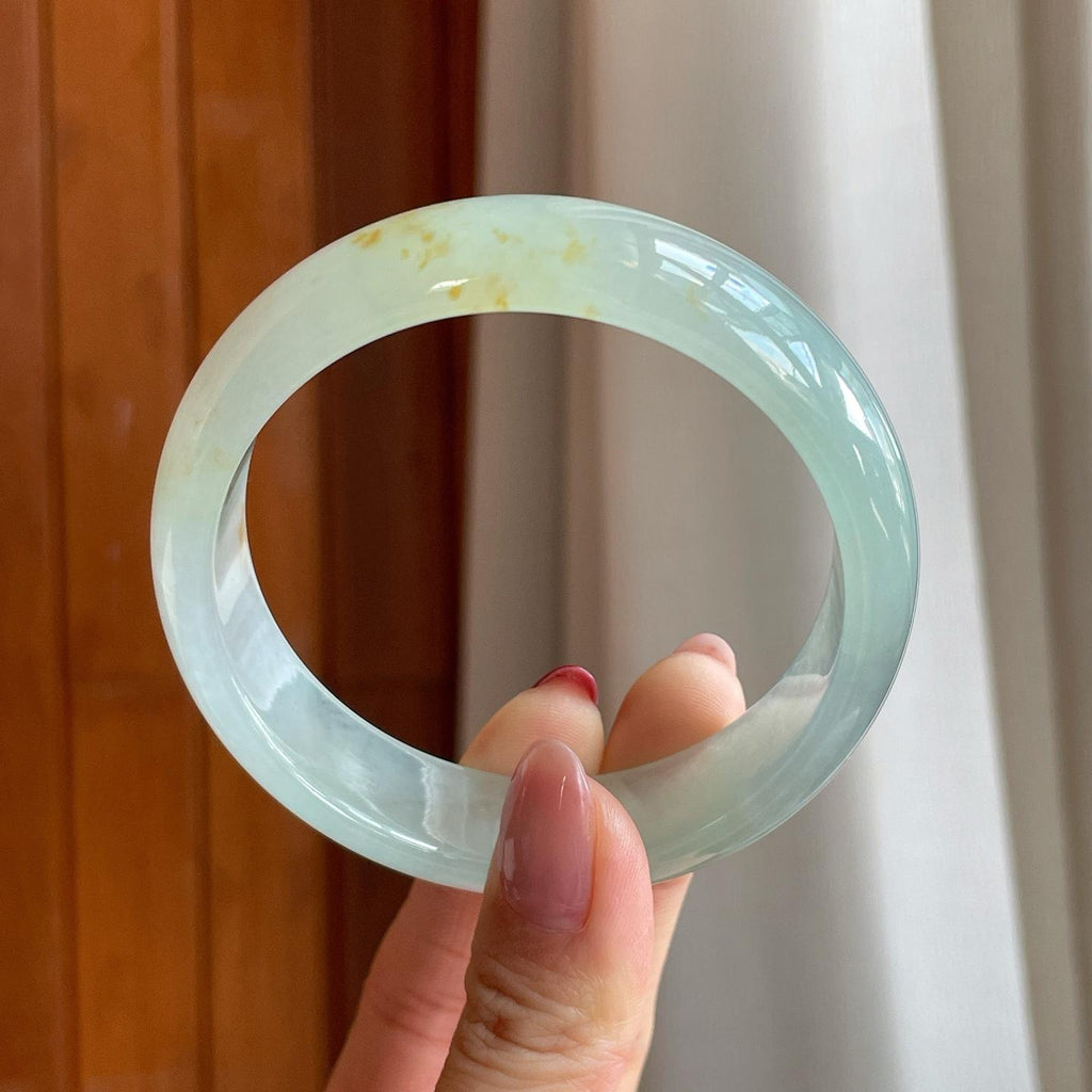 糯冰飘黄翡翡翠平安镯（60.3mm）（yc304373）