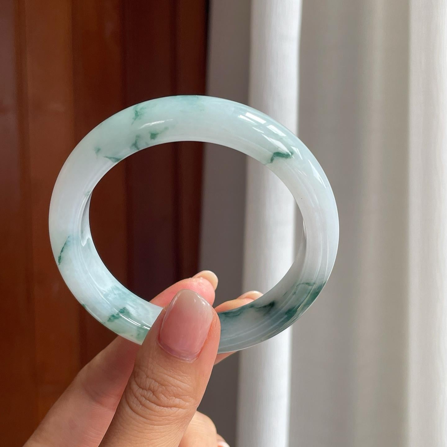 糯冰飘花翡翠平安镯（56.8mm）（yc397223）