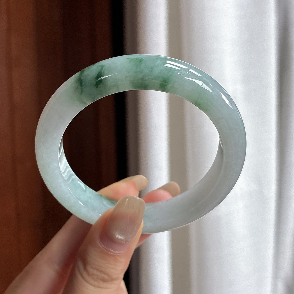 细糯种飘花正圈平安镯 53圈 天然缅甸A货翡翠（yc466184）