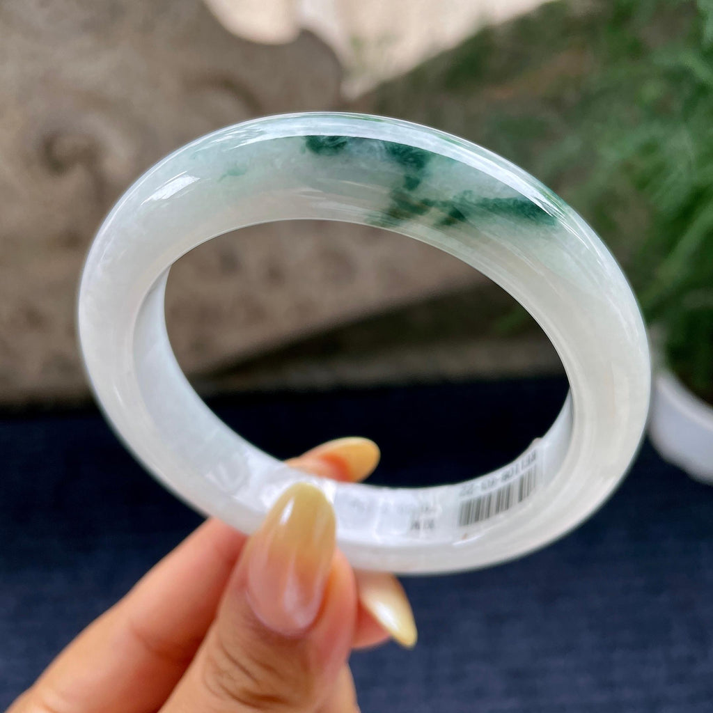 细糯种飘花正圈平安镯55.7圈 天然缅甸A货翡翠（yc464070）