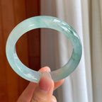 冰种飘花翡翠平安镯（57mm）（yc310932）