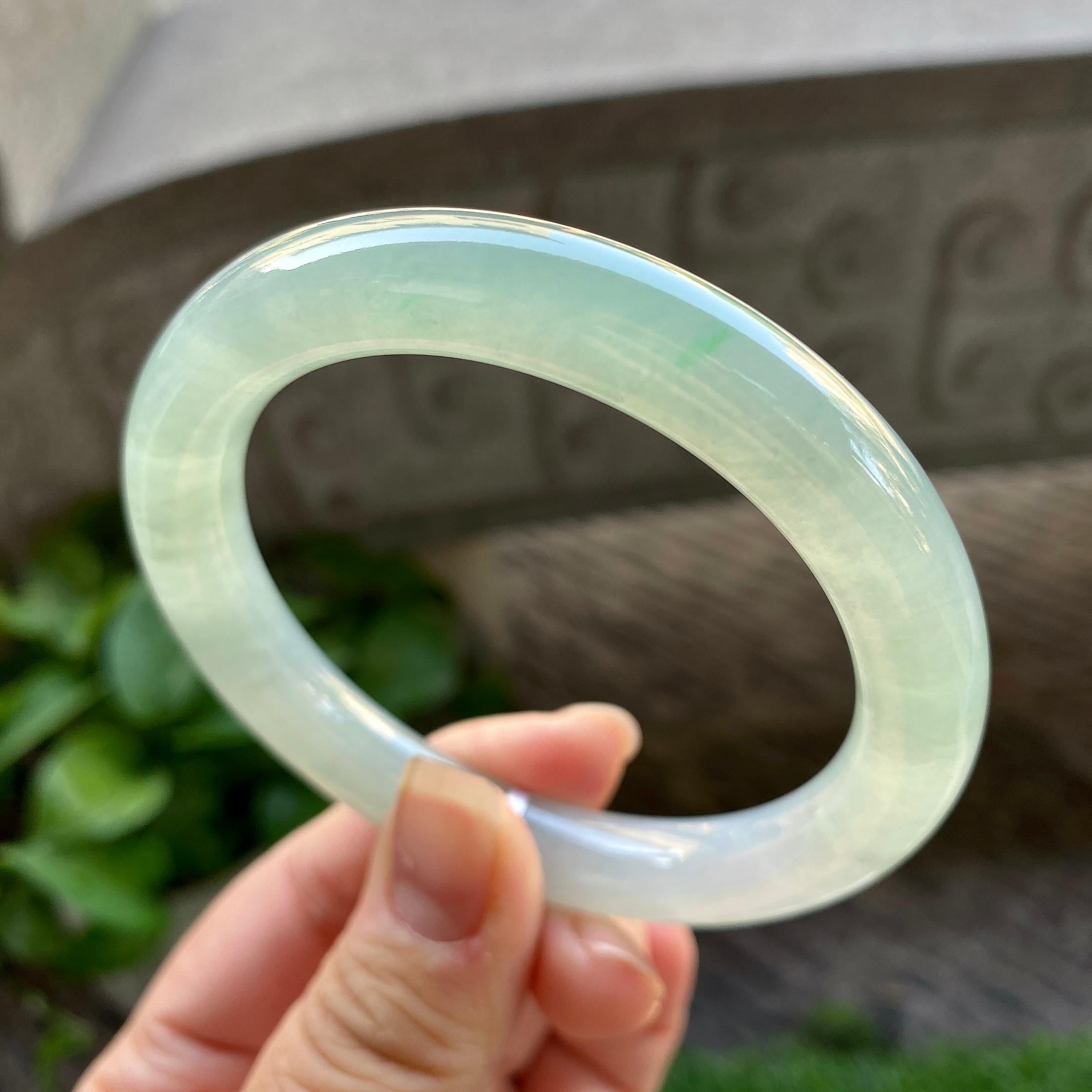 糯冰种晴底圆条手镯（58mm）（yc304781）