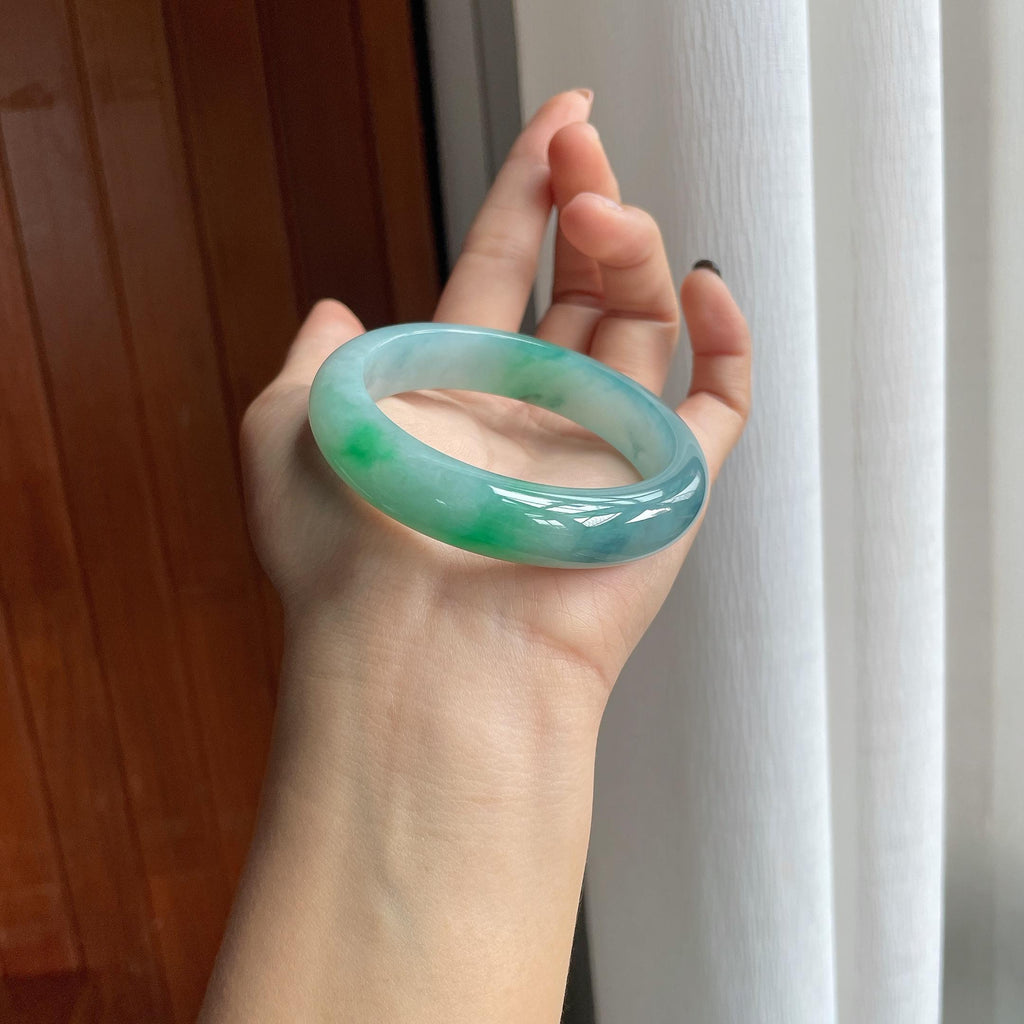 糯冰特色翡翠平安镯（54.5mm）（yc286479）