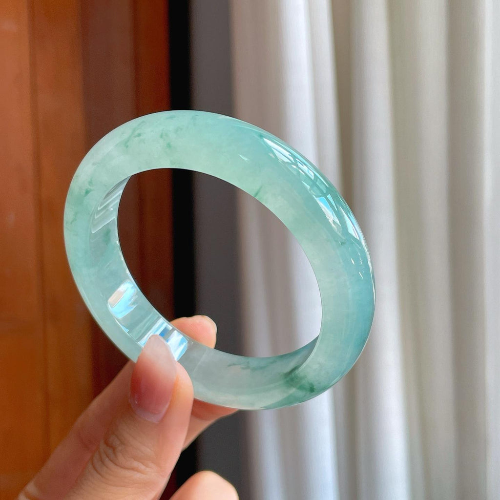 冰种飘花翡翠平安镯（57mm）（yc310930）
