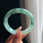 糯冰种飘水墨花翡翠平安镯（57.8mm)（yc348587）