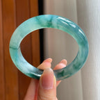 冰种飘花翡翠平安镯（54mm)（yc348904）