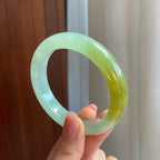冰种晴底带黄翡翡翠平安镯（55.7mm)（yc329492）