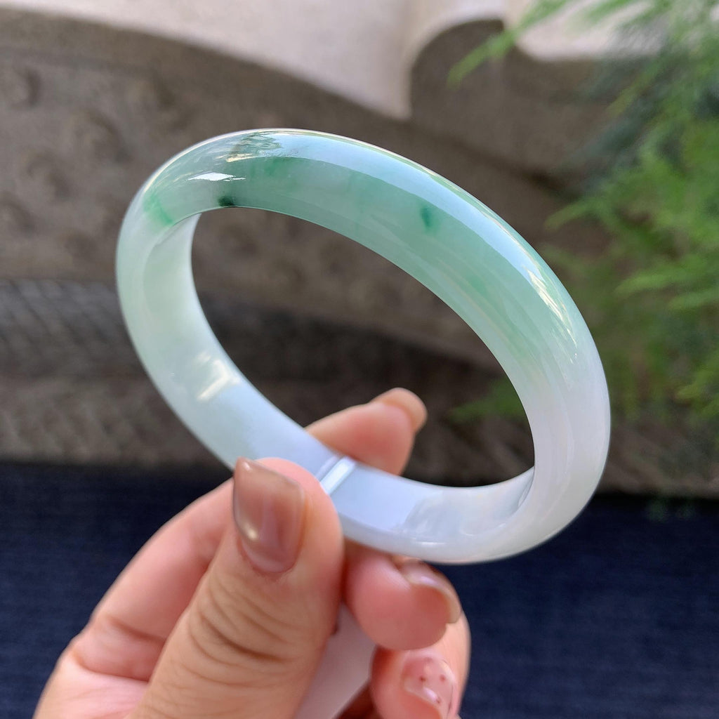 细糯种飘蓝花贵妃手镯 57.2圈口 天然缅甸A货翡翠（yc347572）