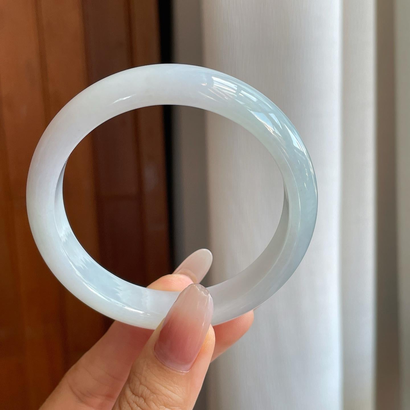 糯冰白月光翡翠平安镯（59.5mm）（yc268101）