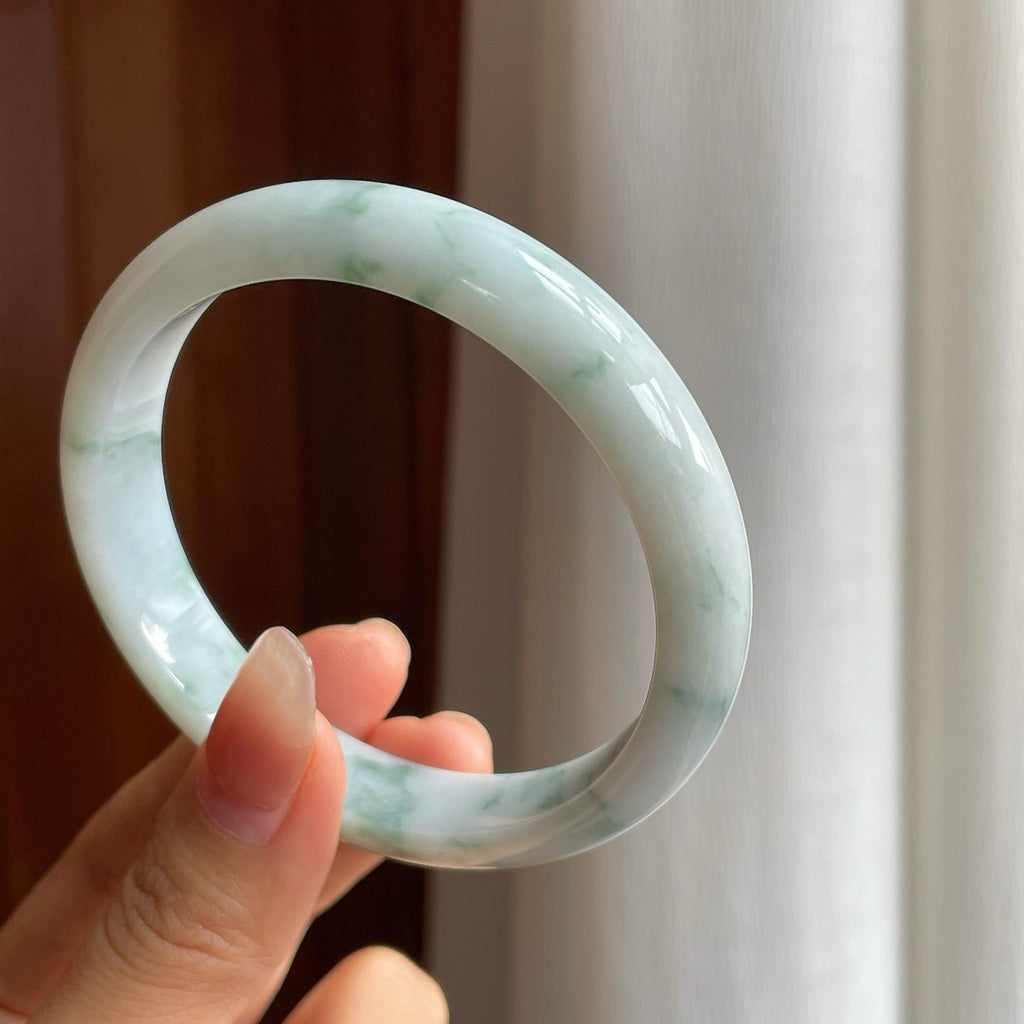 糯冰飘花翡翠平安镯（61mm）（yc333108）
