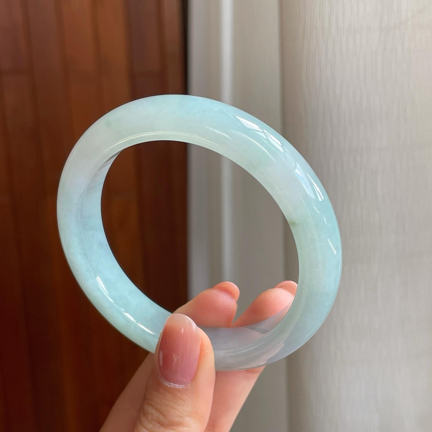 冰种晴底翡翠平安镯（58mm)（yc323652）