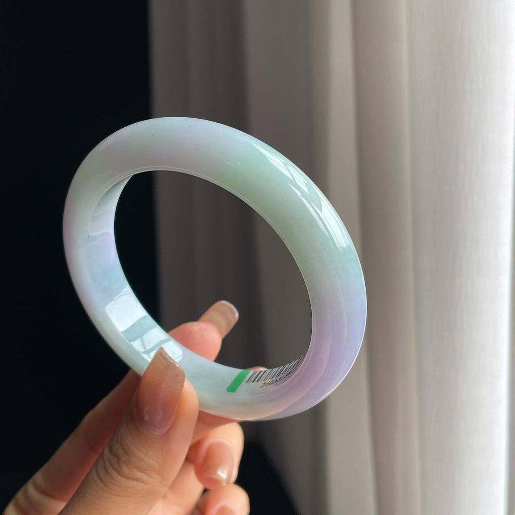 糯冰淡春彩翡翠平安镯（57.6mm）（yc374201）