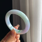 糯冰淡春彩翡翠平安镯（57.6mm）（yc374201）