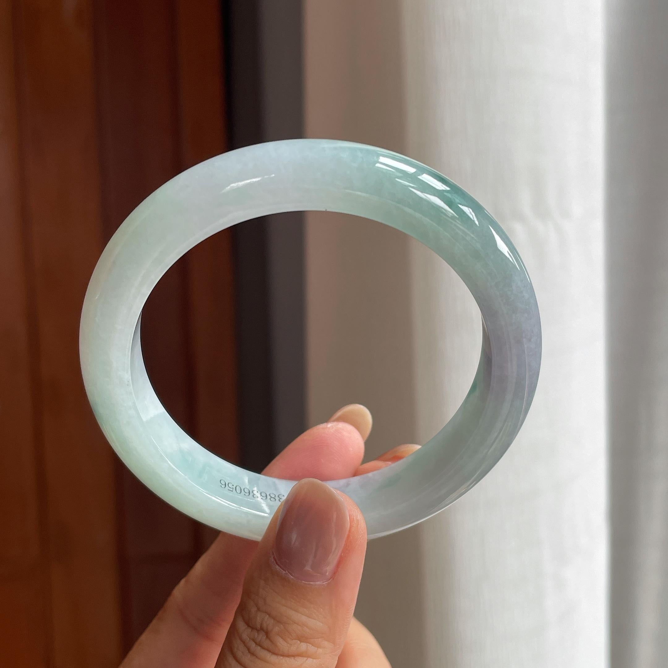 糯冰飘花翡翠平安镯（58.5mm）（yc423127）