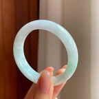 糯冰带色翡翠平安镯（50.5mm)（yc345411）