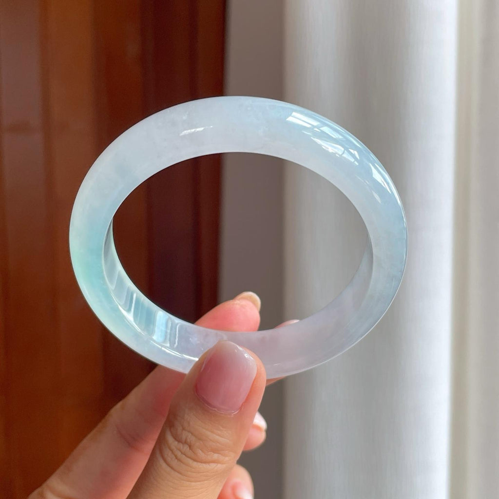 冰种带底色翡翠平安镯（58.3mm)（yc382345）