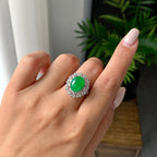 18k金钻镶糯冰种满绿蛋面戒指/手链（两用款）（yc231038）