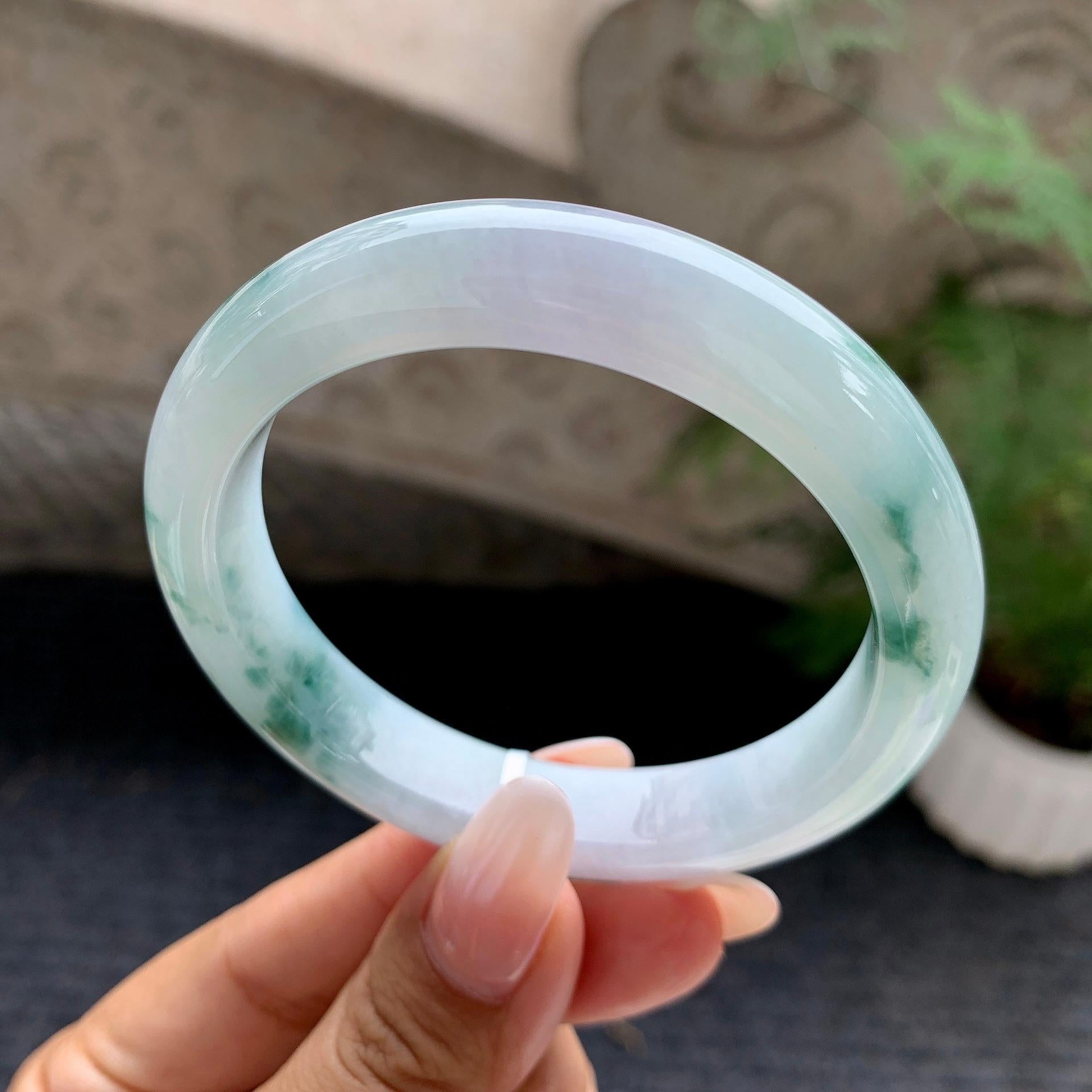 细糯种飘花平安镯（56.8mm）（yc196514）