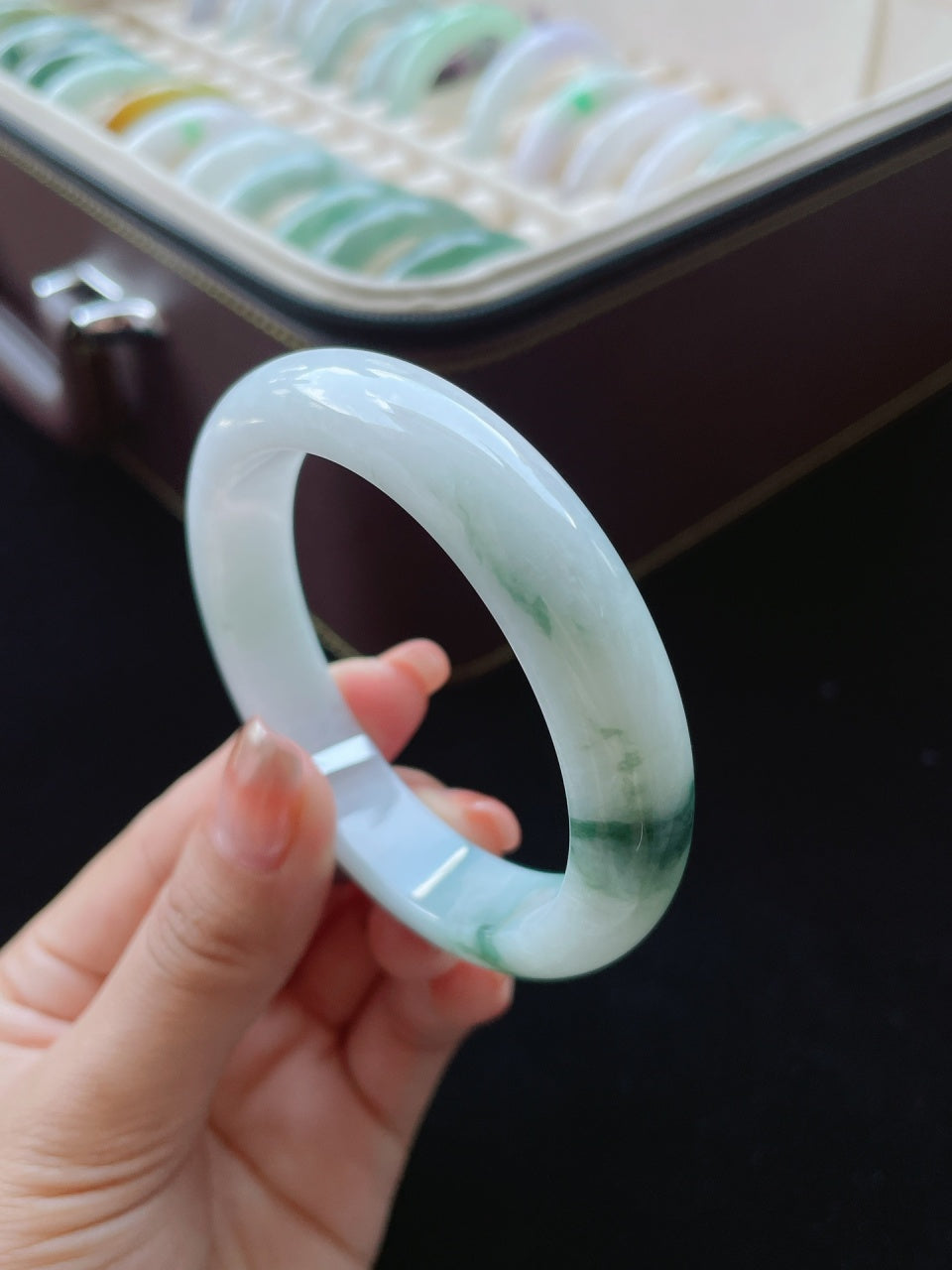 细糯种飘花手镯翡翠手镯（55.7mm）（yc016653）