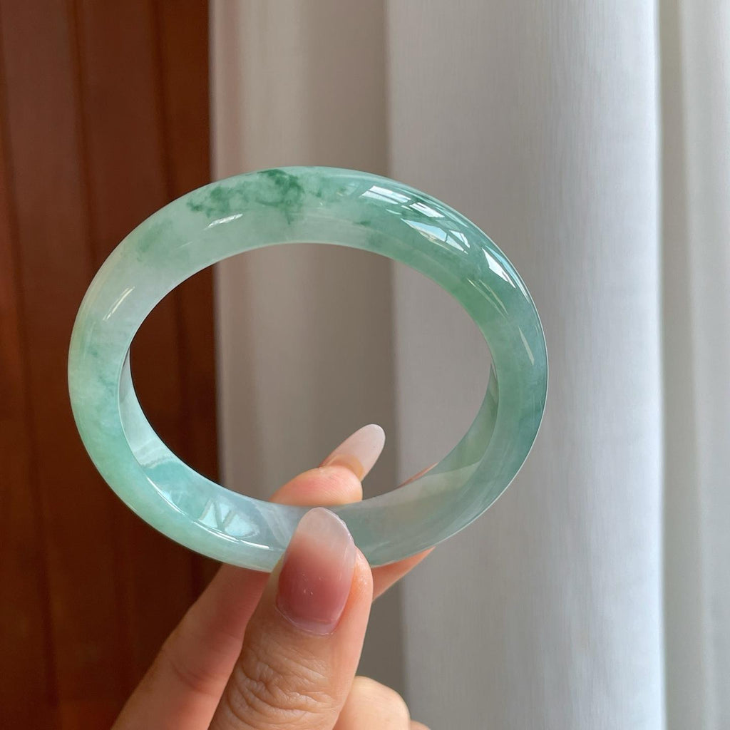 糯冰飘花翡翠平安镯（57.8mm）（yc307010）