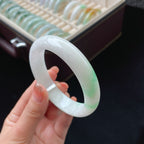 糯冰白底青翡翠手镯（57mm）（yc017177）