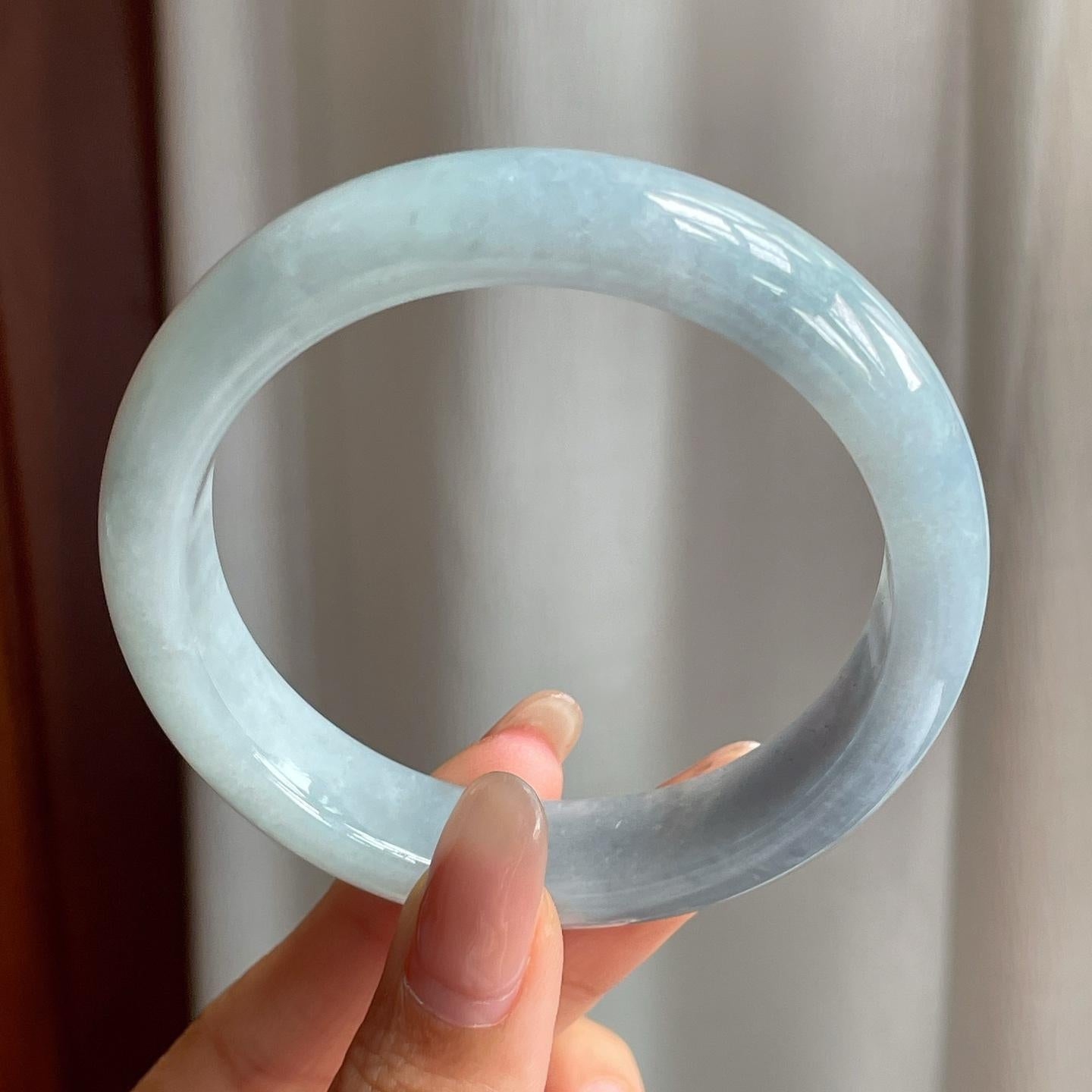 糯冰种紫罗兰翡翠平安镯（56mm）（yc194785）
