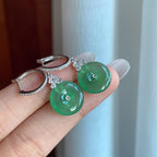 18k金钻镶冰种湖水绿翡翠耳坠（yc265743）