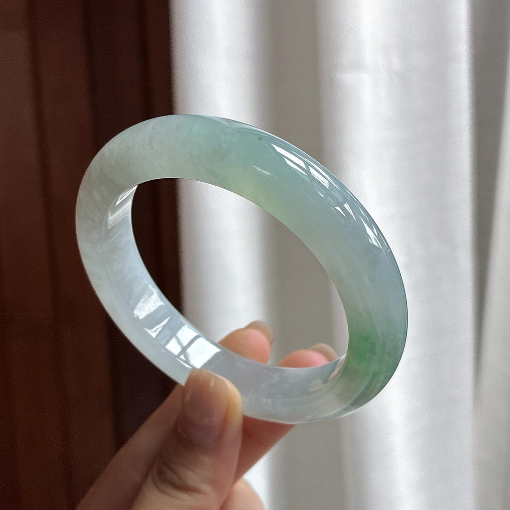 糯冰飘花正圈平安镯 56圈 天然缅甸A货翡翠（yc482357）