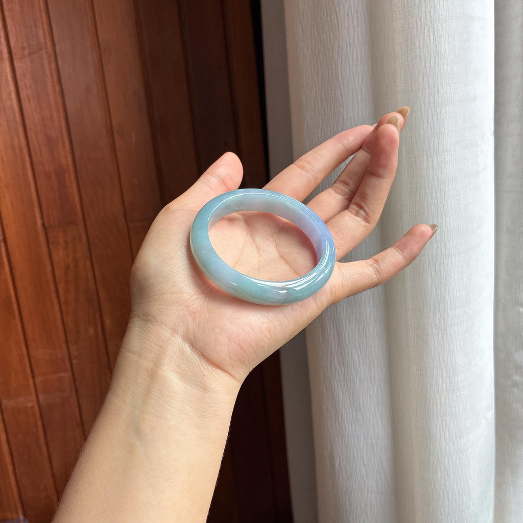 糯冰特色紫罗兰翡翠平安镯（52.5mm）（yc420175）