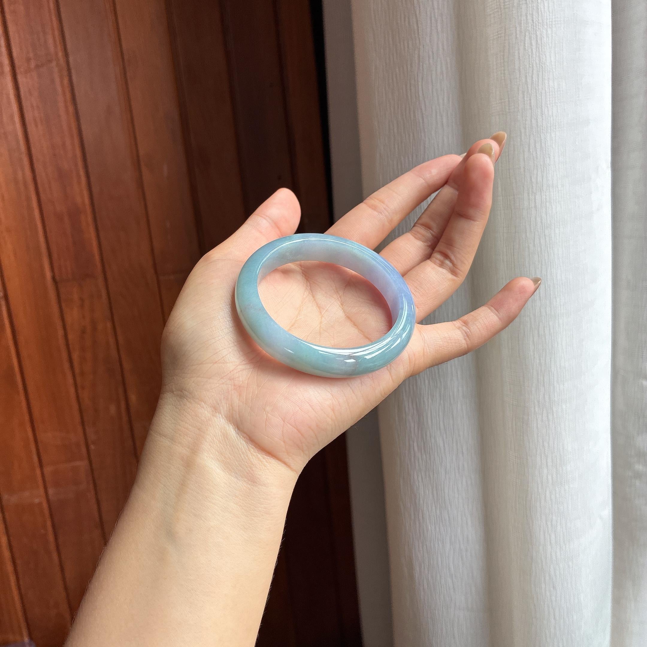 糯冰特色紫罗兰翡翠平安镯（52.5mm）（yc420175）