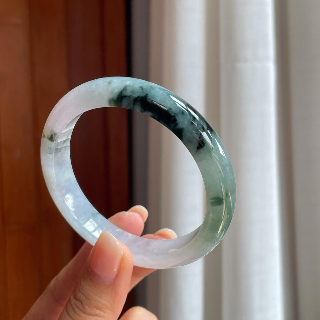 糯冰水墨花翡翠平安镯（56.5mm）（yc407671）