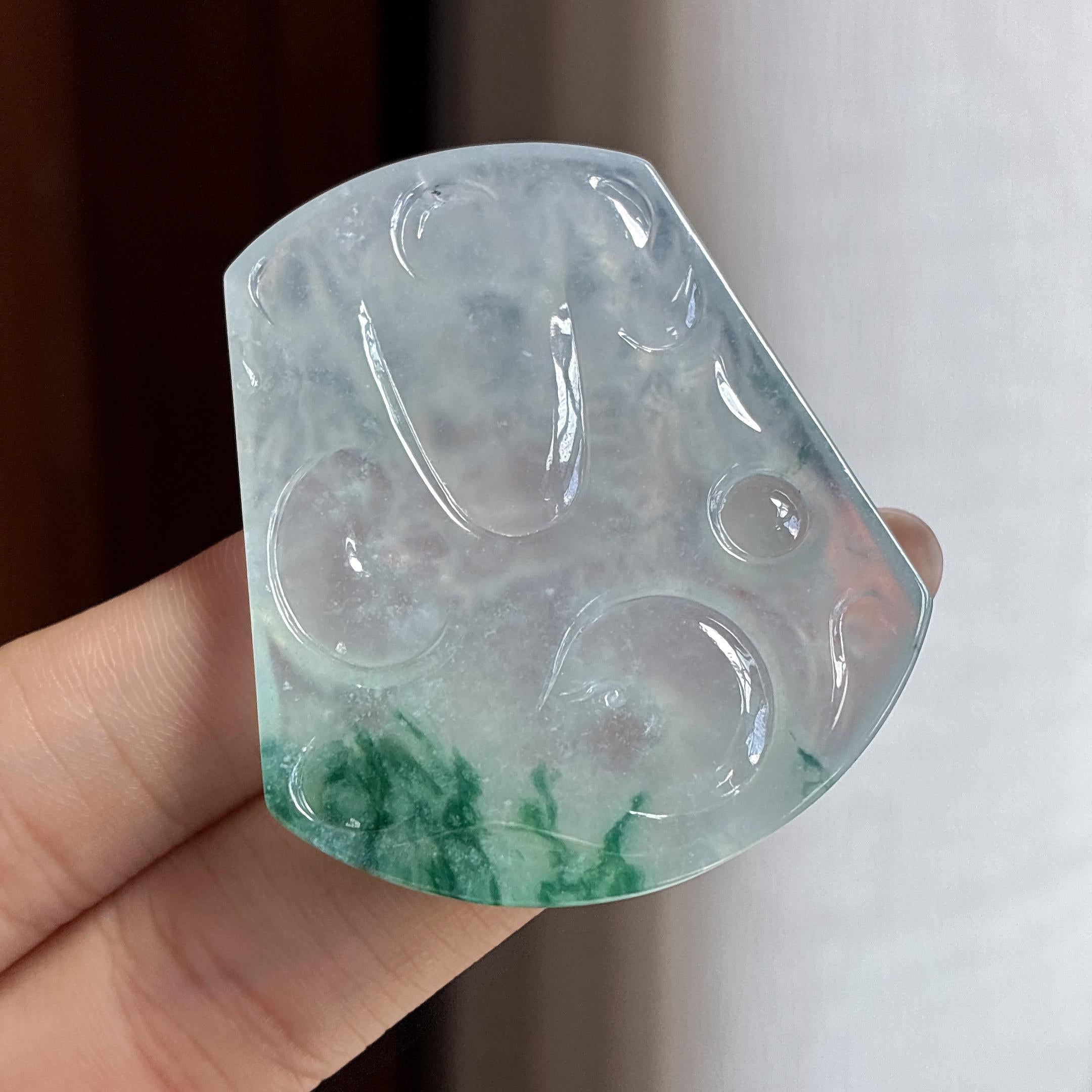 冰种飘花龙牌 天然缅甸A货翡翠（yc456283）
