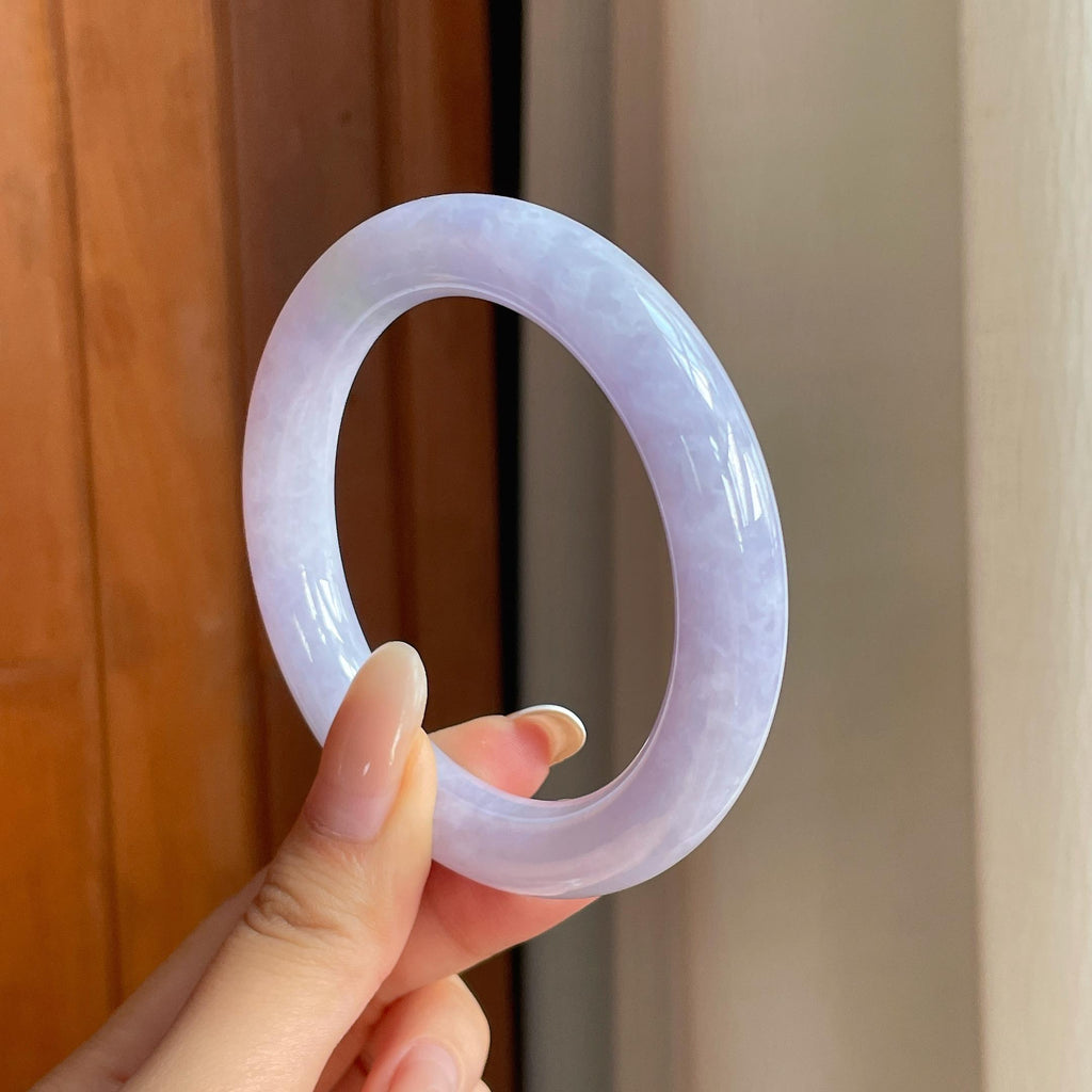 糯冰紫罗兰翡翠圆条手镯（57mm)（yc419676）