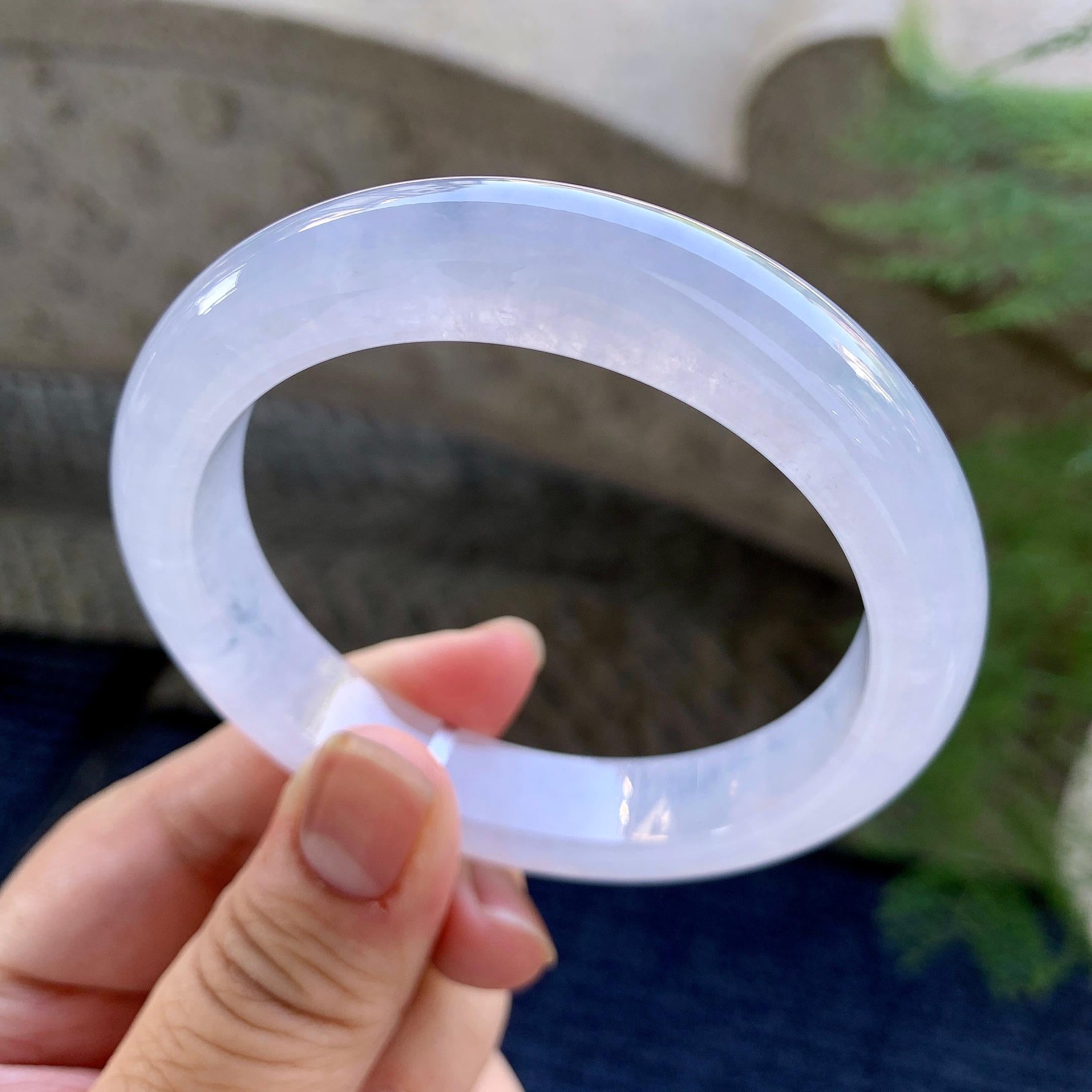 糯冰种淡紫罗兰平安镯（57mm）（yc249436）