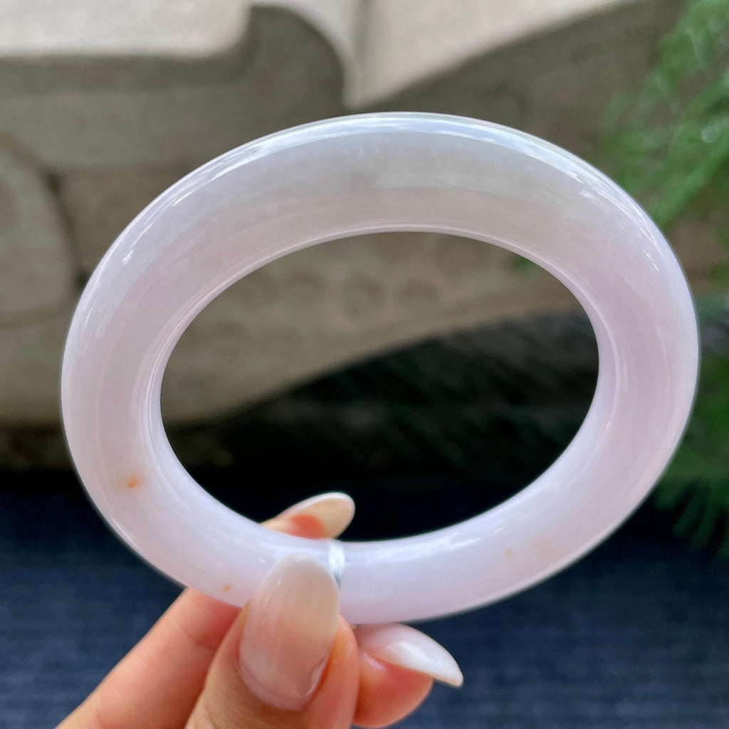 细糯种带底色圆条手镯55.3圈     天然缅甸A货翡翠（yc416463）