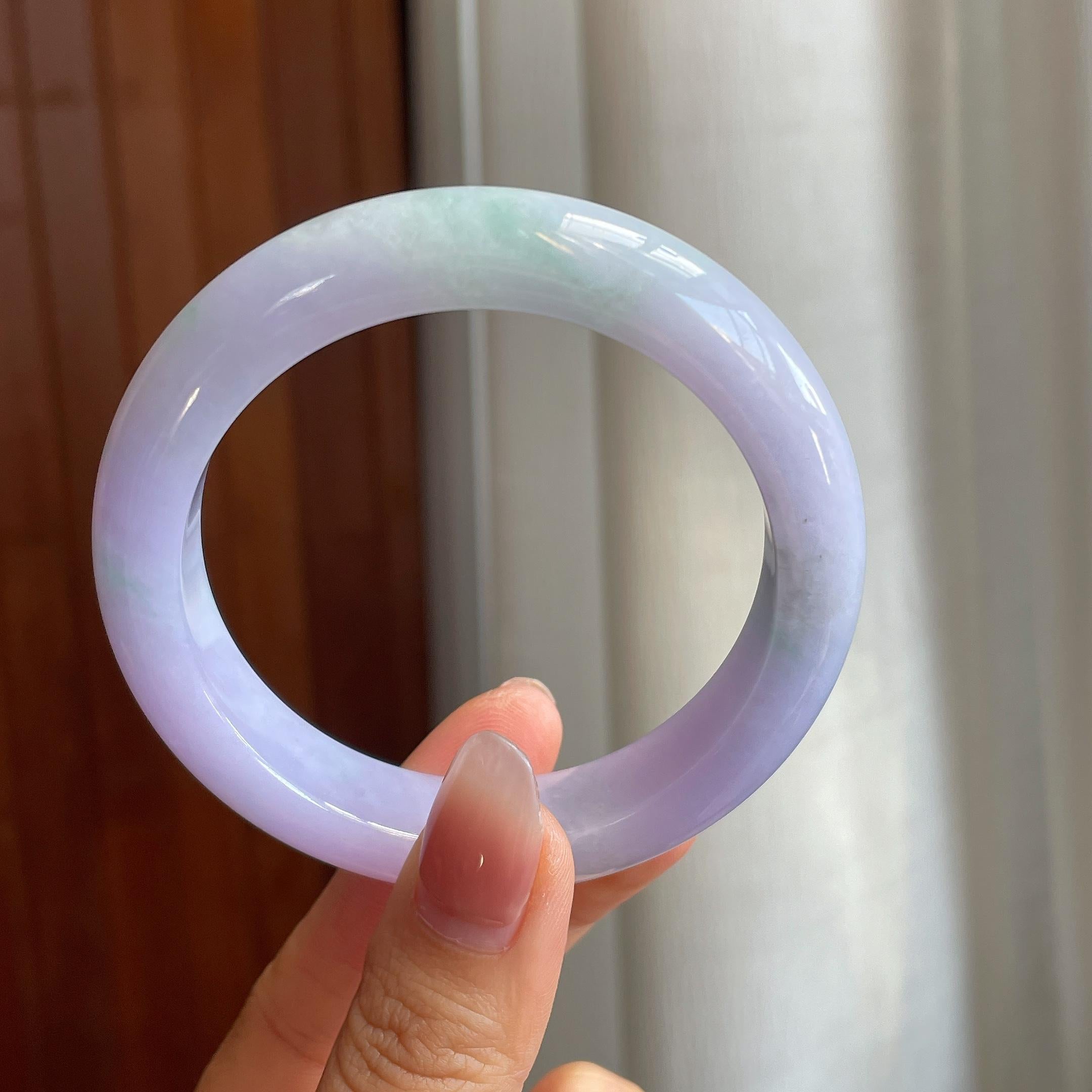 糯冰种春带彩翡翠平安镯（56.6mm)（yc316092）