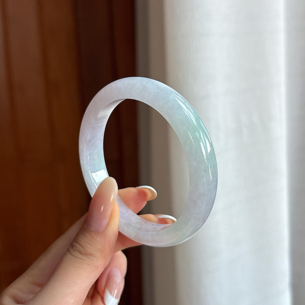 糯冰淡春底翡翠平安镯（54.4mm)（yc423164）