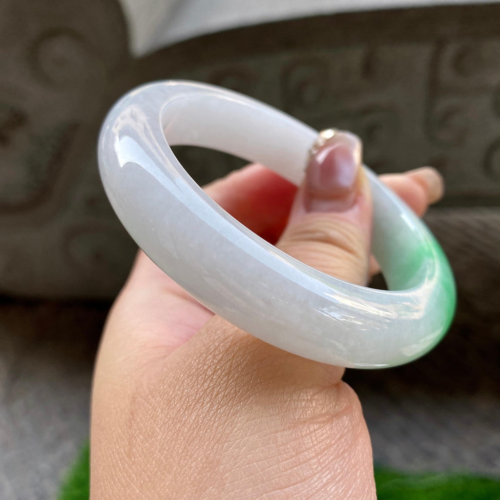 细糯种白底青平安镯（56mm）（yc299505）