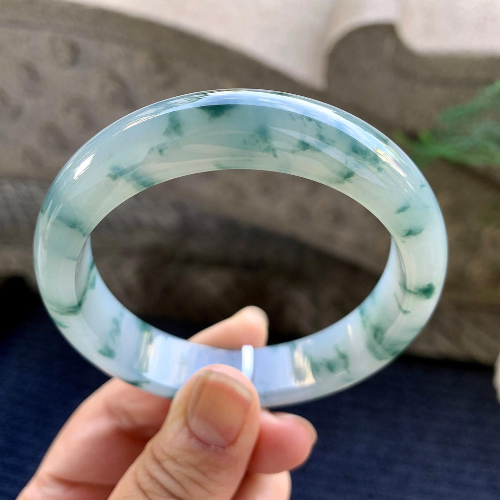 糯冰种飘花平安镯（58.4mm）（yc264531）