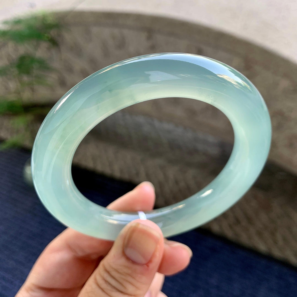 冰种蓝水飘花圆条手镯（58mm）（yc249469）