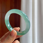 冰种湖水绿翡翠平安镯（52mm）（yc397212）