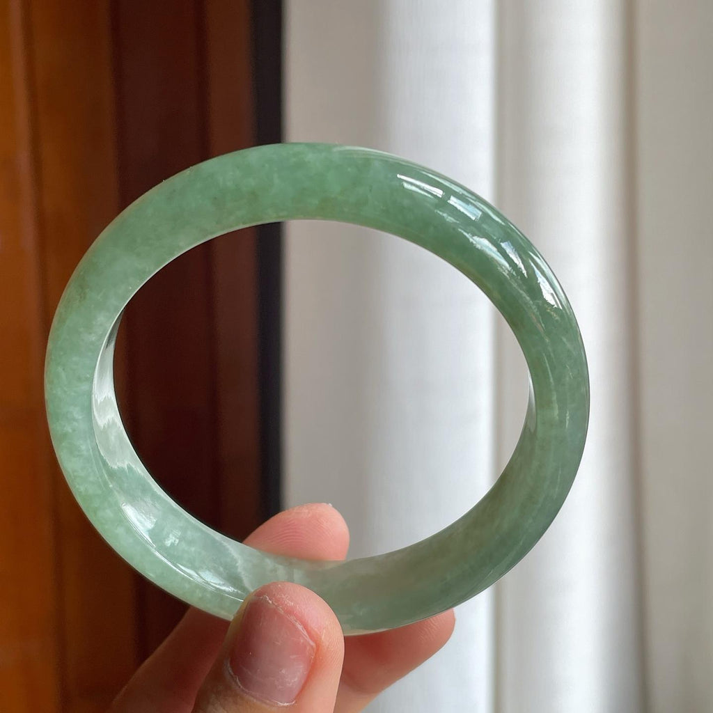 糯冰湖水绿翡翠平安镯（58mm）（yc221935）