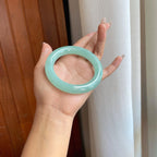 糯冰晴底翡翠圆条手镯（61mm）（yc267503）