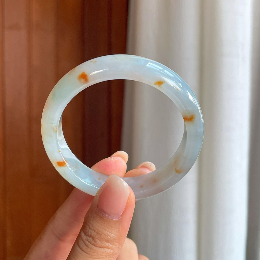 糯冰黄翡翡翠平安镯（52mm）（yc396390）