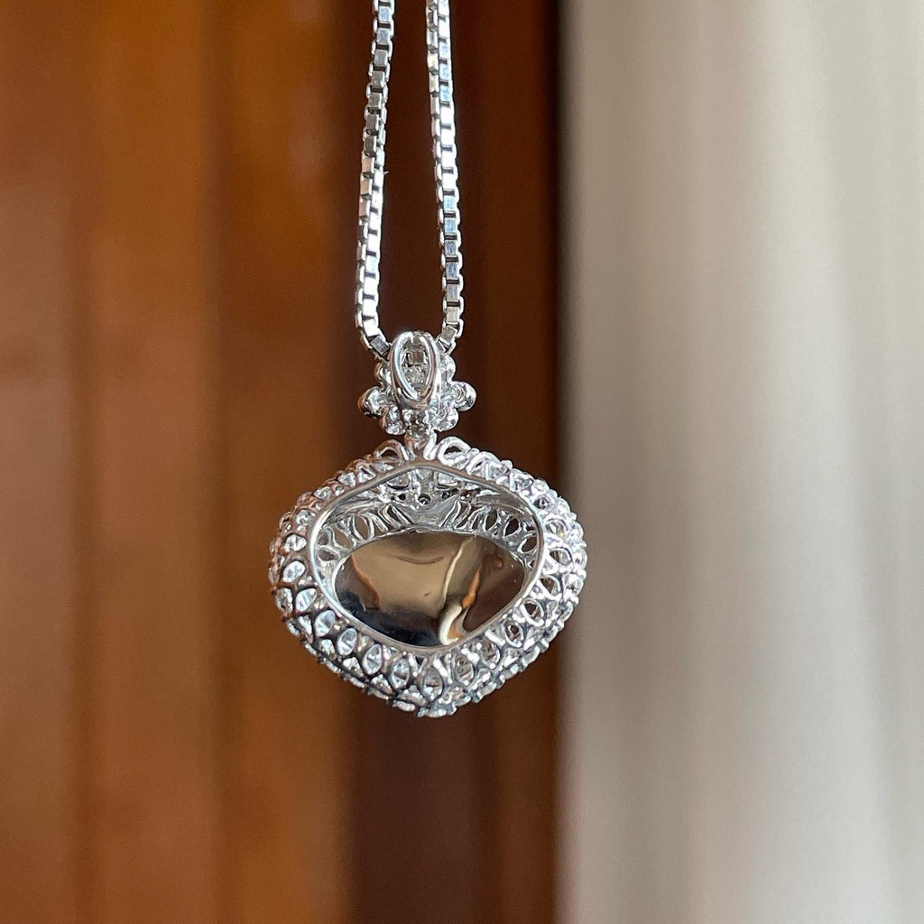 18k金钻镶糯冰满绿翡翠爱心吊坠（yc270308）