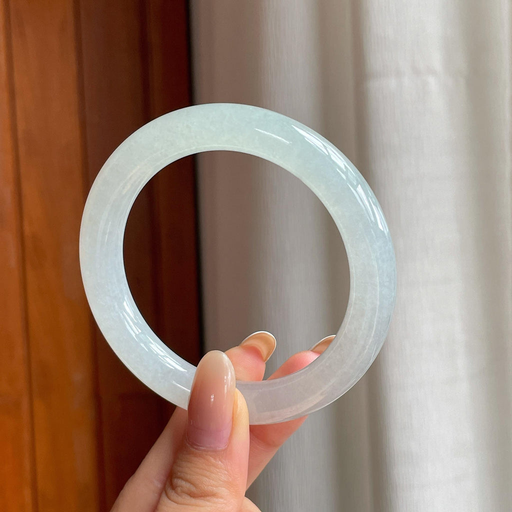 糯冰白月光翡翠圆条手镯（56mm)（yc406770）