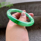 细糯种飘阳绿圆条手镯（54mm）