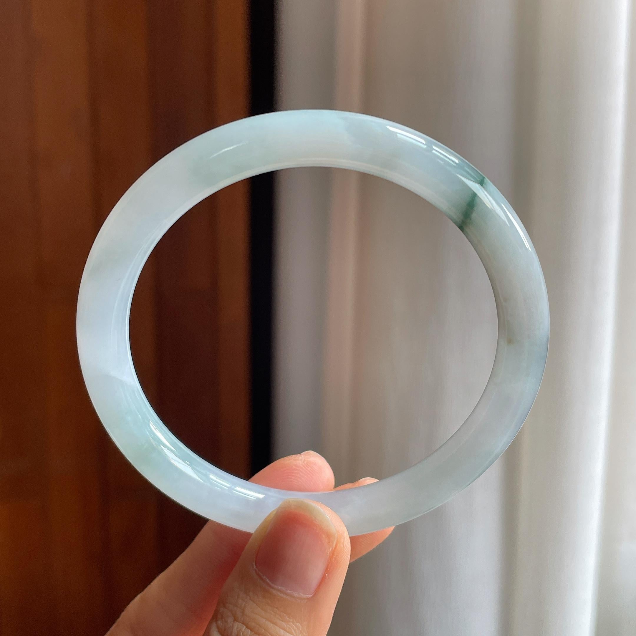 糯冰飘花翡翠圆条手镯（61mm）（yc343359）